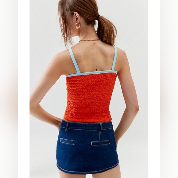 🪷NWT Urban Outfitters Fruit Printed Smocked Tank In Citron Combo, L - Picture 4 of 6